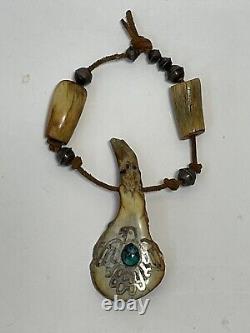 Early Native American Jewelry Medicine Eagle Turquoise Sterling Silver 925