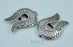 Early Native American Navajo Sterling Silver Hand Punch Belt Buckle Vintage Tool