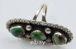 Early Native American Navajo Sterling silver Green Turquoise vintage rustic ring