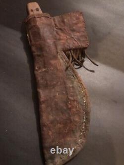 Early Native American Plains Indian Sioux Beaded Knife Sheath