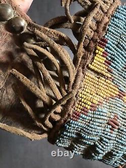 Early Native American Plains Indian Sioux Beaded Knife Sheath