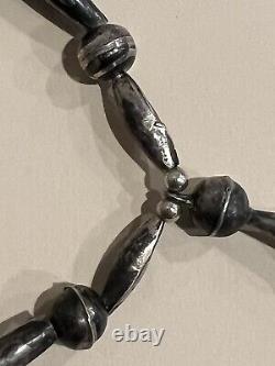 Early Native American Silver Melon Bead Necklace