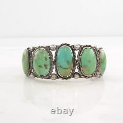 Early, Native American Sterling Silver Cuff Bracelet Cerillos, Turquoise 5 Stone