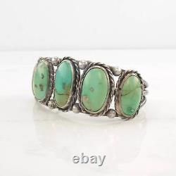 Early, Native American Sterling Silver Cuff Bracelet Cerillos, Turquoise 5 Stone