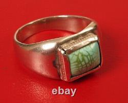 Early Native American Style Sterling Silver Turquoise Ring! Size 11.25