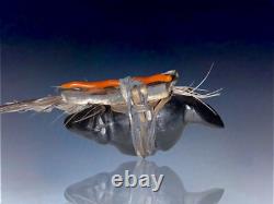 Early Native American Zuni Carved Jet Wolf Fetish By Teddy Weahkee (d.)