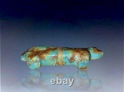 Early Native American Zuni Carved Turquoise Wolf Fetish By Old Man Acque (d.)