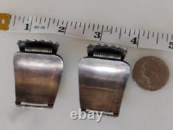Early Native Navajo Sterling Silver Turquoise deer Buck elk Watch Tips ends