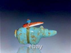 Early Native Zuni Carved Blue Gem Turquoise Fetish Bear By Peter Gasper, Jr