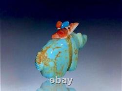 Early Native Zuni Carved Blue Gem Turquoise Fetish Bear By Peter Gasper, Jr