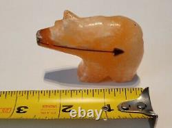 Early Native Zuni Carved Stone Bear Fetish Healing Red Arrow 2.5 Wide Rare