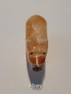 Early Native Zuni Carved Stone Bear Fetish Healing Red Arrow 2.5 Wide Rare