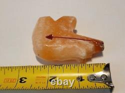 Early Native Zuni Carved Stone Bear Fetish Healing Red Arrow 2.5 Wide Rare