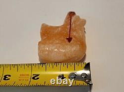 Early Native Zuni Carved Stone Bear Fetish Healing Red Arrow 2.5 Wide Rare