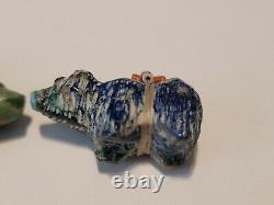 Early Native Zuni Carved Stone Bear Fetish Minatures 1.25 Lot of 2 Rare