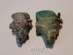 Early Native Zuni Carved Stone Bear Fetish Minatures 1.25 Lot of 2 Rare