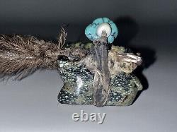 Early Native Zuni Carved Turquoise Bear Fetish Attrib. Teddy Weahkee (d.)