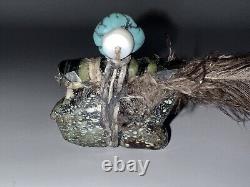 Early Native Zuni Carved Turquoise Bear Fetish Attrib. Teddy Weahkee (d.)