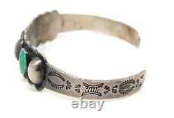 Early Navajo Cerrillos Turquoise Bracelet Fred Harvey Era Coin Silver Rare Pawn