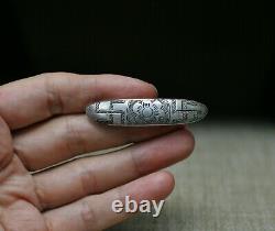 Early Navajo Coin Silver Whirling Log Brooch Pin c. 1880-1900's