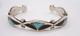 Early Navajo Cuff Bracelet Silver & Black Onyx & Turquoise