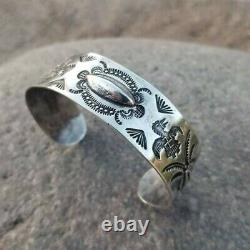 Early Navajo Fred Harvey Era Coin Silver Cuff Bracelet Whirling Logs Log