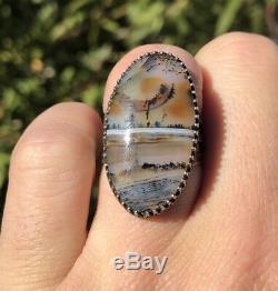 Early Navajo Fred Harvey Era Sterling Silver Petrified Wood Agate Ring