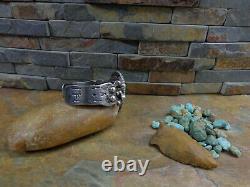 Early Navajo Green Cerrillos Turquoise Arrows Horse Dog Sterling Cuff Old Pawn