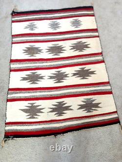 Early Navajo Handmade Geometric Thunderbird Reversable Eye Dazzler Rug 48 x 34