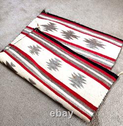 Early Navajo Handmade Geometric Thunderbird Reversable Eye Dazzler Rug 48 x 34