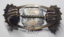 Early Navajo Ingot Harvey Era Silver Green Turquoise Cuff Bracelet Old Pawn