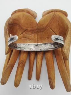 Early Navajo Ingot Silver Turquoise Cuff Bracelet Arrows Handmade Sz 6