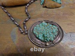 Early Navajo Kingman Seafoam Turquoise Sterling Necklace Squash Blossom Old Pawn