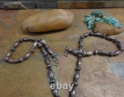 Early Navajo Kingman Seafoam Turquoise Sterling Necklace Squash Blossom Old Pawn