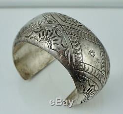 Early Navajo Native American Sterling Silver Hollow Cuff Bracelet Old Deal Pawn