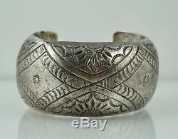 Early Navajo Native American Sterling Silver Hollow Cuff Bracelet Old Deal Pawn