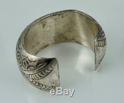 Early Navajo Native American Sterling Silver Hollow Cuff Bracelet Old Deal Pawn