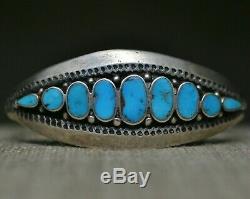 Early Navajo Native American Turquoise Ingot Silver Cuff Bracelet c. 1930's