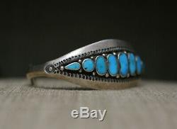 Early Navajo Native American Turquoise Ingot Silver Cuff Bracelet c. 1930's