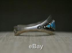 Early Navajo Native American Turquoise Ingot Silver Cuff Bracelet c. 1930's