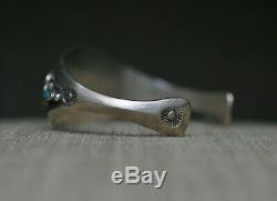 Early Navajo Native American Turquoise Ingot Silver Cuff Bracelet c. 1930's