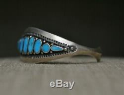 Early Navajo Native American Turquoise Ingot Silver Cuff Bracelet c. 1930's