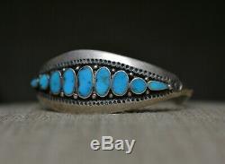 Early Navajo Native American Turquoise Ingot Silver Cuff Bracelet c. 1930's