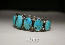 Early Navajo Native American Turquoise Sterling Silver Cuff Bracelet