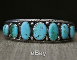 Early Navajo Native American Turquoise Sterling Silver Cuff Bracelet c. 1920