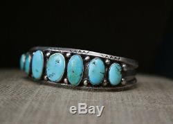 Early Navajo Native American Turquoise Sterling Silver Cuff Bracelet c. 1920