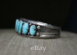Early Navajo Native American Turquoise Sterling Silver Cuff Bracelet c. 1920