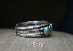 Early Navajo Native American Turquoise Sterling Silver Cuff Bracelet c. 1920