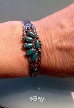 Early Navajo Native American Turquoise Thunderbird Sterling Silver Bracelet