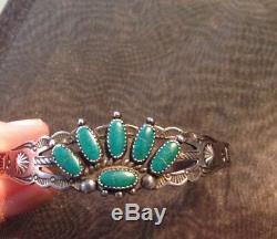 Early Navajo Native American Turquoise Thunderbird Sterling Silver Bracelet